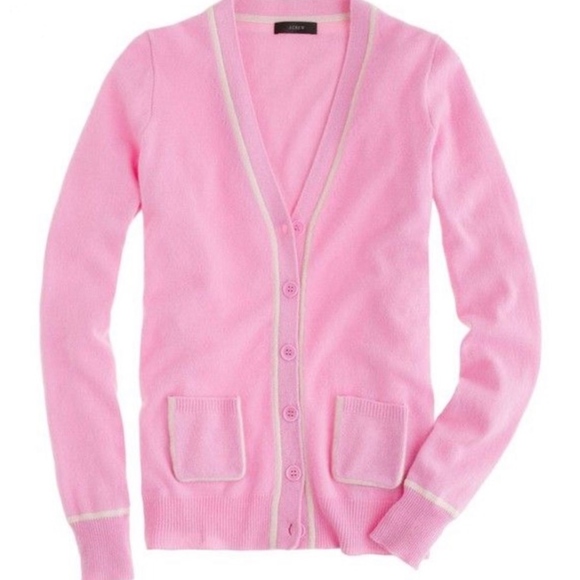 J. Crew Sweaters - J Crew Collection Tipped Boyfriend Cardigan Medium